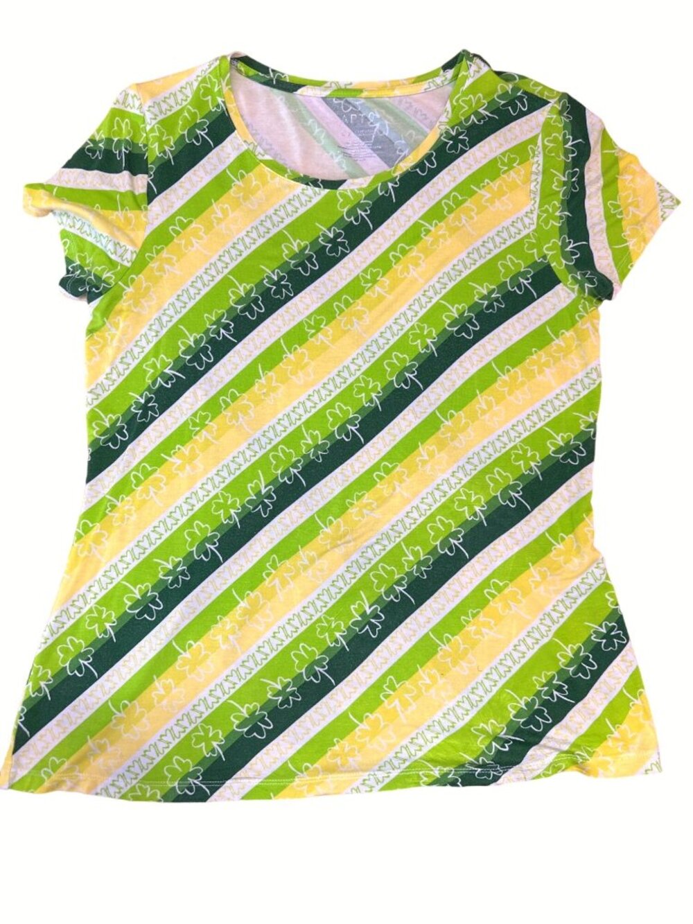 Apt 9 Large Green Shamrock Stripe Tee St Patricks Day Lucky Y2K Casual Style - Picture 6 of 6